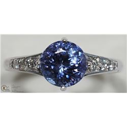 38) 10K WHITE GOLD TANZANITE & DIAMOND RING