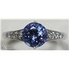Image 1 : 38) 10K WHITE GOLD TANZANITE & DIAMOND RING