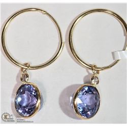 39) 14K YELLOW GOLD TANZANITE & DIAMOND EARRINGS