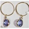 Image 1 : 39) 14K YELLOW GOLD TANZANITE & DIAMOND EARRINGS