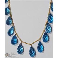47) 10K YELLOW GOLD BLUE TOPAZ DROP NECKLACE
