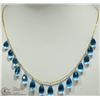 Image 2 : 47) 10K YELLOW GOLD BLUE TOPAZ DROP NECKLACE