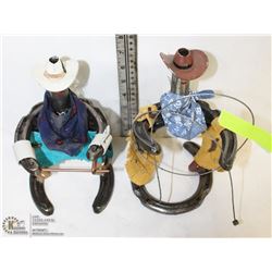 LOT OF 2 VINTAGE HORSESHOE FIGURES WINE BOTTLE