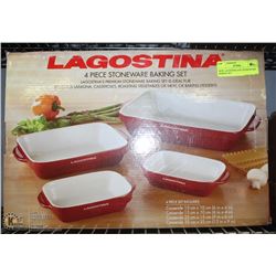 NEW LAGOSTINA 4-PC STONEWARE BAKING SET