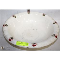 ANTIQUE RED FLOWERS PATTERNED WASH BASIN