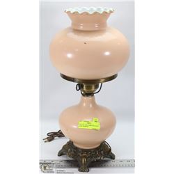 VINTAGE 1950'S HURRICANE PEACH LAMP. WORKING