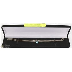 ITALIAN SILVER AQUAMARINE STYLE STONE SNAKE CHAIN