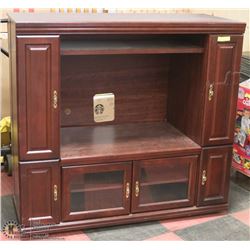 4 DOOR DARK WOOD TONE ENTERTAINMENT CENTER