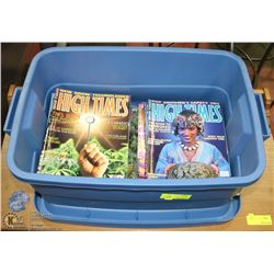 RUBBERMAID TOTE WITH HIGH TIMES MAGAZINES