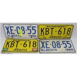 LOT OF 4 LICENSE PLATES 1966 & 1980S.