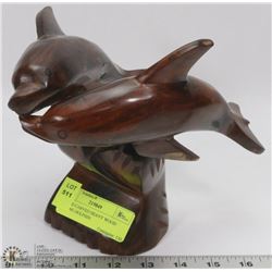 2 HAND CARVED DOLPHIN