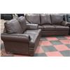 Image 1 : NEW BROWN LEATHERETTE NAILHEAD SOFA AND LOVE SEAT