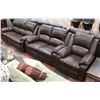 Image 1 : NEW MUNICH BROWN LEATHERETTE 76" RECLINING SOFA,