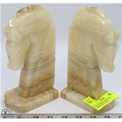 PAIR OF ONYX HORSE HEAD BOOKENDS 8" TALL