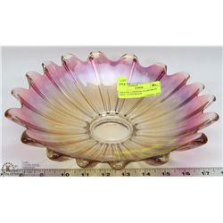VINTAGE CARNIVAL GLASS FRUIT DISH - 12"DIAMETER