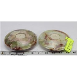 PAIR OF ONYX CANDLE HOLDERS