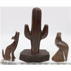 SET OF 3 HAND CARVED ARIZONA HEAVY WOOD