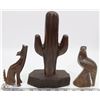 Image 1 : SET OF 3 HAND CARVED ARIZONA HEAVY WOOD