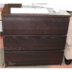 DARK BROWN THREE DRAWER DRESSER