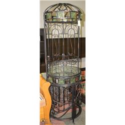 LARGE METAL WINE BOTTLE & GLASSES RACK WITH 2 PULL
