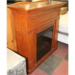 OAK TONE FIREPLACE MANTLE WITH INSERT