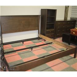 KING SIZE DARK WOOD BEDROOM SET WITH EIGHT DRAWER
