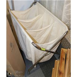 FOLDING 3 SECTION COTTON LAUNDRY/RECYCLE HAMPER
