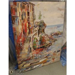 COLORFUL WALL ART OF HOUSES BY THE WATER