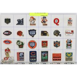 24 LAPEL NFL PINS. COLLECTORS
