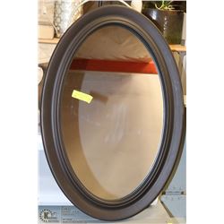 OVAL HALLWAY MIRROR WITH DARK BROWN FRAME