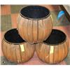Image 1 : SET OF 3 ROUND CEDAR PLANTERS WITH LINERS -