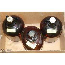 SET OF 3 VINTAGE LARGE BROWN/AMBER 1 GALLON
