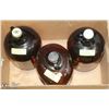 Image 1 : SET OF 3 VINTAGE LARGE BROWN/AMBER 1 GALLON
