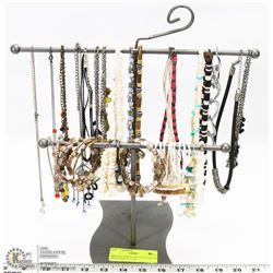 DRESSER JEWELLERY STAND FILLED WITH NECKLACES &