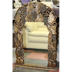 DECORATIVE MIRROR WITH WOOD LIKE FRAME AND GEMS