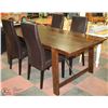 Image 1 : 6.5 FT X 3.25FT DARK STAINED HARDWOOD DINING TABLE