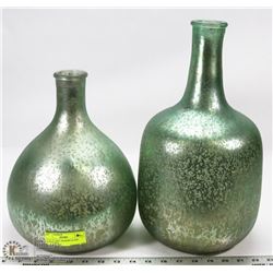 15" & 12" TALL MODERN GLASS JUGS/VASES