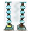 Image 1 : 18" TALL MODERN BLUE GLASS CANDLE STICKS