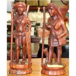 PAIR OF WOOD CARVED FIGURES