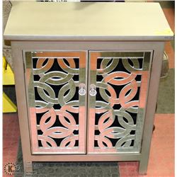 SILVER VANITY CABINET WITH MIRROR DECORATIVE FRONT