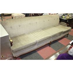 85" ANTIQUE MOSS GREEN NAILHEAD WOOD FRAMED SOFA