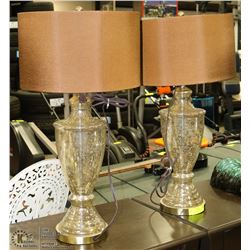 TWO SEE THROUGH WITH GOLD TONE FLAKE GLASS LAMPS
