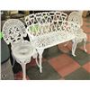 Image 1 : SET OF WHITE CAST IRON BENCH AND TWO CHAIRS.,
