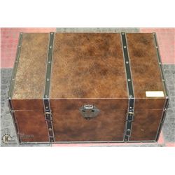 DARK BROWN LEATHERETTE STORAGE CHEST