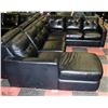 Image 1 : LARGE BLACK LEATHER CHAISE LOUNGE SECTIONAL