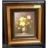 FLORAL OIL ON CANVAS BY W.ALLISOM, IN WOOD FRAME