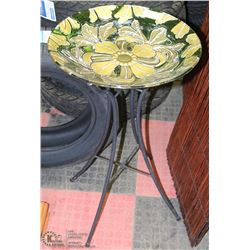 STAINED GLASS STYLE BIRD BATH, 18" X 33" TALL
