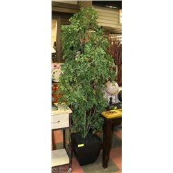 LARGE DECORATIVE PLASTIC TREE WITH BLACK POT
