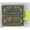 Image 1 : LOT OF TWO CANADA 1937 ONE DOLLAR BILLS.
