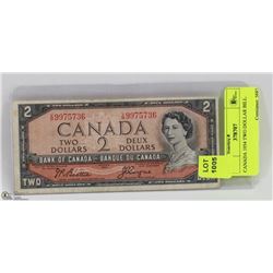 CANADA 1954 TWO DOLLAR BILL.